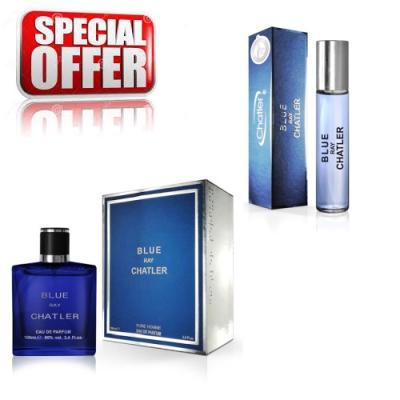 Chatler Blue Ray - Ensemble promotionnel, Eau de Parfum 100 ml + Eau de Parfum 30 ml