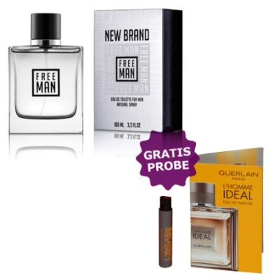 New Brand Free Man - Eau de Toilette Pour Homme 100 ml, echantillon Guerlain L'homme Ideal