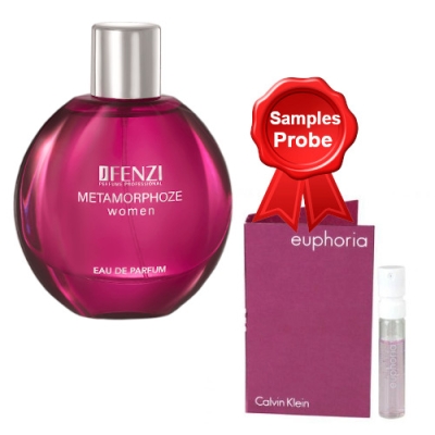 JFenzi Metamorphoze - Eau de Parfum Pour Femme 100 ml, echantillon Calvin Klein Euphoria 1,2 ml