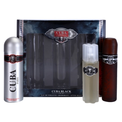 Cuba Black Men - Coffret Pour Homme, Eau de Toilette, Deodorant, Après-rasage