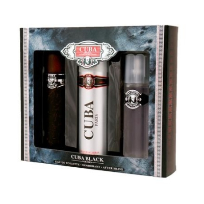 Cuba Black Men - Coffret Pour Homme, Eau de Toilette, Deodorant, Après-rasage