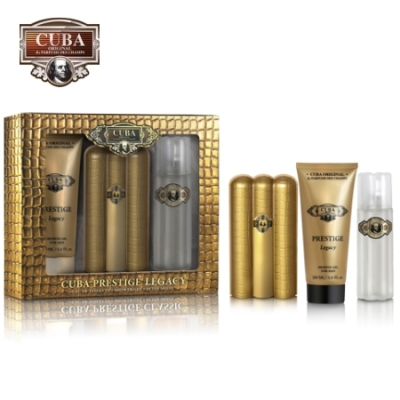 Cuba Prestige Legacy - Coffret  Pour Homme, Eau de Toilette, Après-rasage, Showergel