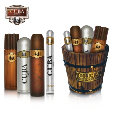 Cuba Gold - Coffret Cuba 5 pièces pour homme, Eau de Parfum 35 ml, Eau de Toilette 100 ml, Déodorant 200 ml, Après Rasage 100 ml, seau en bois