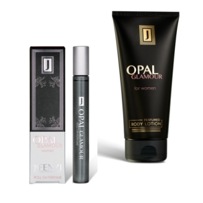 JFenzi Opal Glamour - Coffret promotionnel pour Femme, Roll-on 10 ml, lait corporel 200 ml