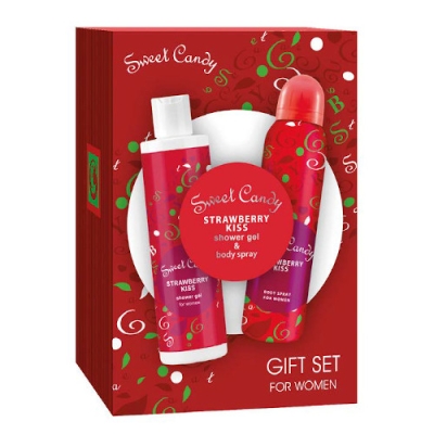 Jean Marc Sweet Candy Strawberry Kiss - Set, Gel douche, Deodorant