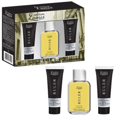 Lamis Ruler - Coffret pour Homme, Eau de Toilette, Gel Douche, Baume après rasage