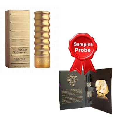 New Brand Gold Women 100 ml + echantillon Paco Rabanne Lady Million