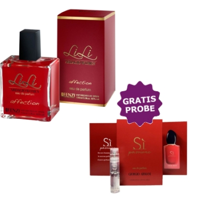 JFenzi Lili Ardagio Affection - Eau de Parfum pour Femme 100 ml, echantillon gratuit Giorgio Armani Si Passione