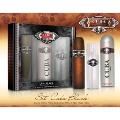 Cuba Black Men - Coffret Pour Homme, Eau de Toilette, Deodorant, Après-rasage