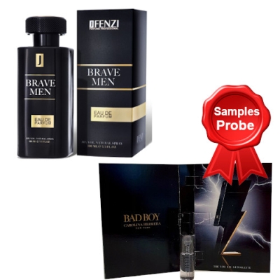 JFenzi Brave Men 100 ml + echantillon Carolina Herrera Bad Boy