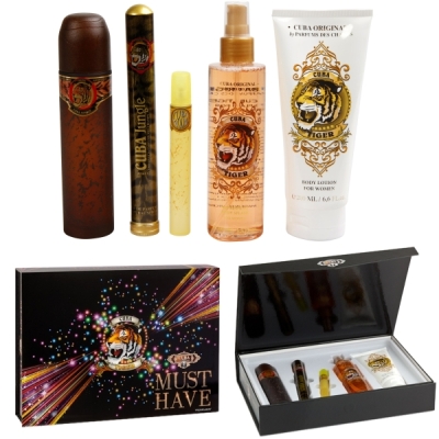 Cuba Must Have Tiger - Coffret Pour Femme, 3 x Eau de Parfum, Bodylotion, Body Mist Spray