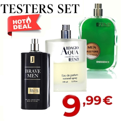 JFenzi Testeur Coffret : Brave, Lasstore Enessence, Ardagio Aqua Classic - Promo Testeurs Homme – 3 x 50 ml