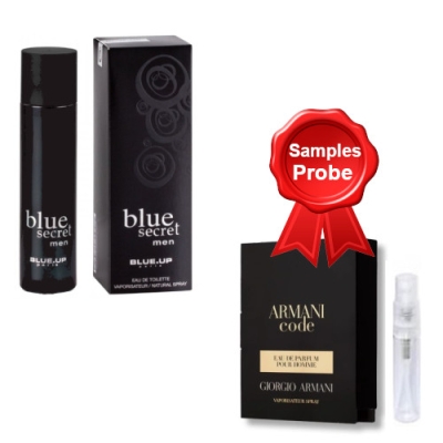 Blue Up Blue Secret Men 100 ml + echantillon Armani Code Men