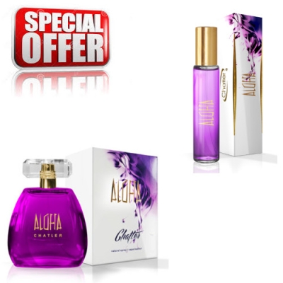 Chatler Aloha - Ensemble promotionnel, Eau de Parfum 100 ml + Eau de Parfum 30 ml