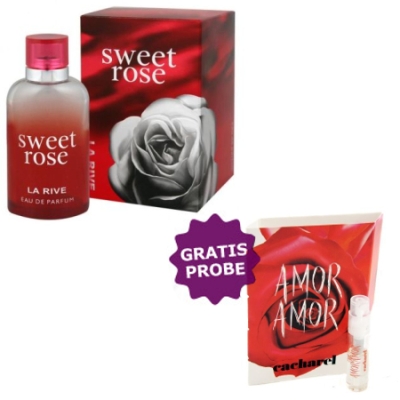 La Rive Sweet Rose 90 ml + echantillon Cacharel Amor