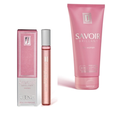 JFenzi Savoir Brillant - Coffret promotionnel pour Femme, Roll-on 10 ml, lait corporel 200 ml