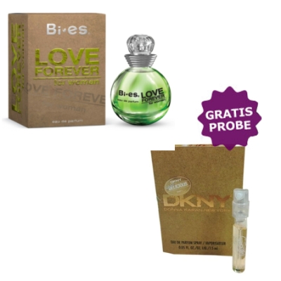 Bi-Es Love Forever Green 90 ml + echantillon Donna Karan Be Delicious