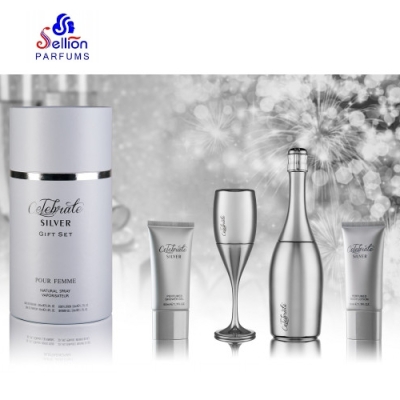 Sellion Celebrate Silver - Set Pour Femme, 2 x Eau de Parfum, Lait Corporel [body lotion], Gel Douche