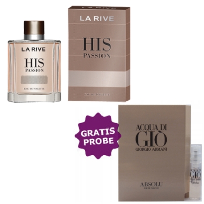 La Rive His Passion 100 ml + echantillon Armani Acqua di Gio Absolu