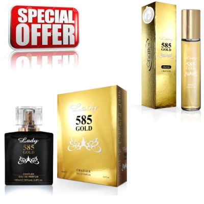 Chatler 585 Gold Lady - Ensemble promotionnel, Eau de Parfum 100 ml + Eau de Parfum 30 ml