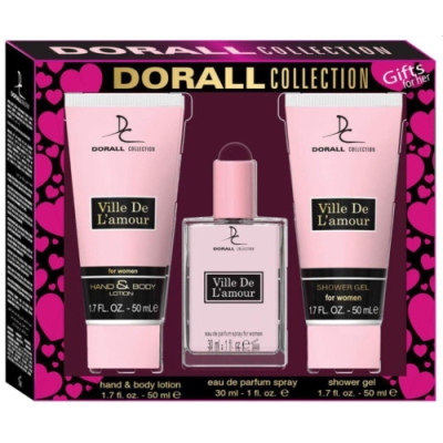 Dorall Ville De L' amour - Set pour Femme, Eau de Toilette, Lait Corporel, Gel Douche