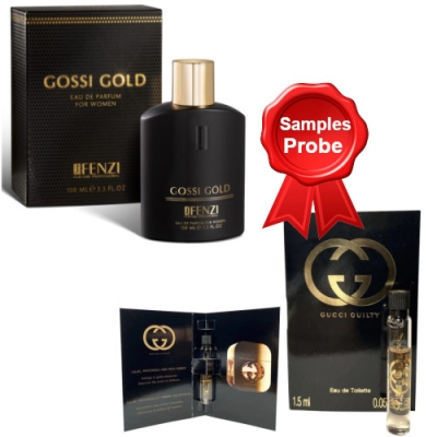 JFenzi Gossi Gold - Eau de Parfum pour Femme 100 ml + echantillon Gucci Guilty 1,5 ml