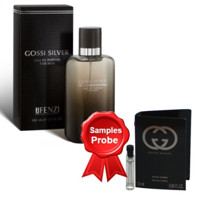 JFenzi Gossi Silver Men - Eau de Parfum 100 ml, echantillon Gucci Guilty Homme