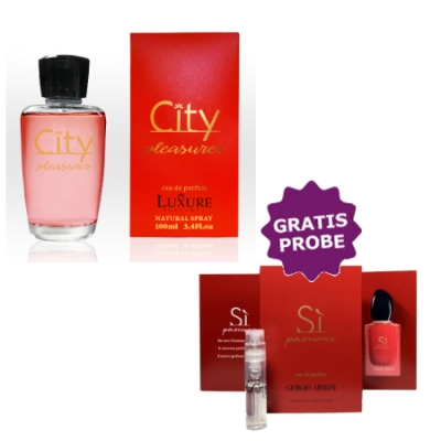 Luxure City Pleasures - Eau de Parfum pour Femme 100 ml, echantillon gratuit Giorgio Armani Si Passione