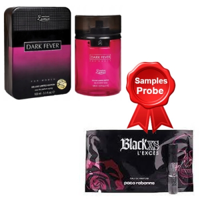 Lamis Dark Fever Woman de Luxe 100 ml + echantillon Paco Rabane Black XS L' Exces