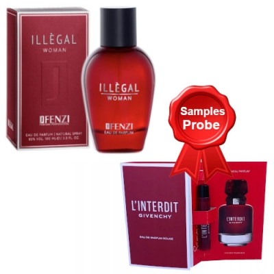 JFenzi Illegal Women 100 ml + echantillon Givenchy L’Interdit Rouge