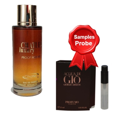 Chatler Luxury Proof Homme - Eau de Parfum Pour Homme 100 ml, echantillon Armani Profumo 1,2 ml