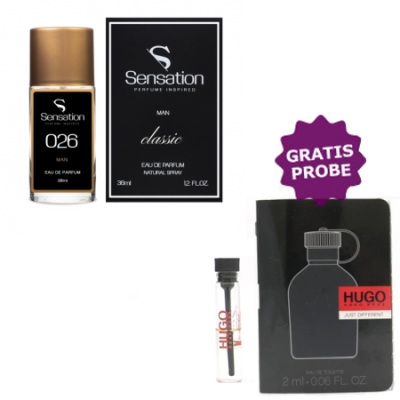 Sensation 026 - 36 ml + echantillon Hugo Boss Just Different