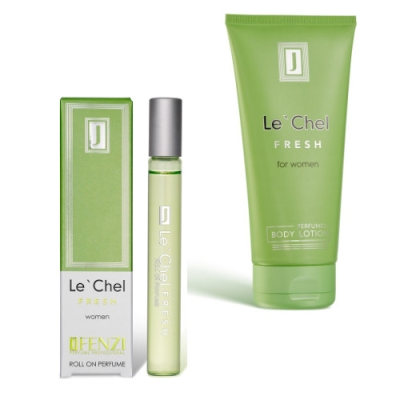 JFenzi Le Chel Fresh - Coffret promotionnel pour Femme, Roll-on 10 ml, lait corporel 200 ml