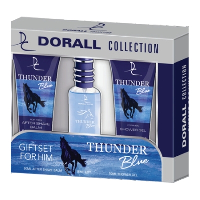 Dorall Thunder Blue - Coffret Pour Homme, Eau de Toilette, Après-rasage Balsam, Showergel
