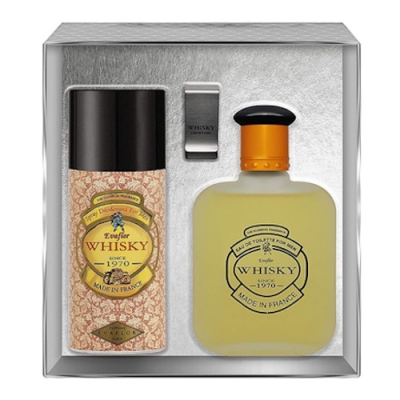 Evaflor Whisky - Coffret Pour Homme, Eau de Toilette 100 ml, deodorant 150 ml, Money Clip