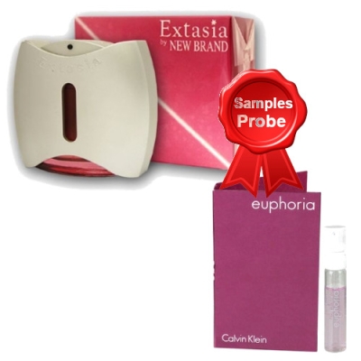 New Brand Extasia Woman - Eau de Parfum 100 ml, echantillon Calvin Klein Euphoria 1,2 ml