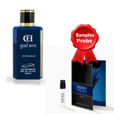 Chatler CH Good Men Crystal Blue 100 ml + echantillon Carolina Herrera Bad Boy Cobalt