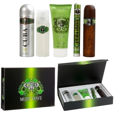 Cuba Must Have Green - Coffret Pour Homme, 2 x Eau de Toilette, Showergel, Après-rasage, Deospray