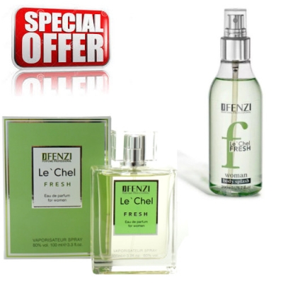 JFenzi Le Chel Fresh - Ensemble promotionnel, Eau de Parfum 100 ml, brume parfumée pour femme [body splash] 200 ml